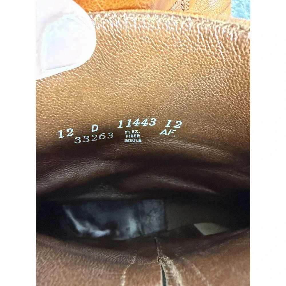 Florsheim Vintage Brown Leather Side Zip Ankle Boots Men's US 12 D Moc Toe
